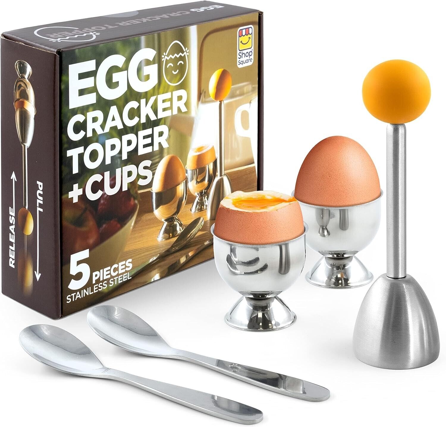 Egg Cups for Soft Boiled Eggs Soft Boiled Egg Holder Egg Topper - Includes 2 E