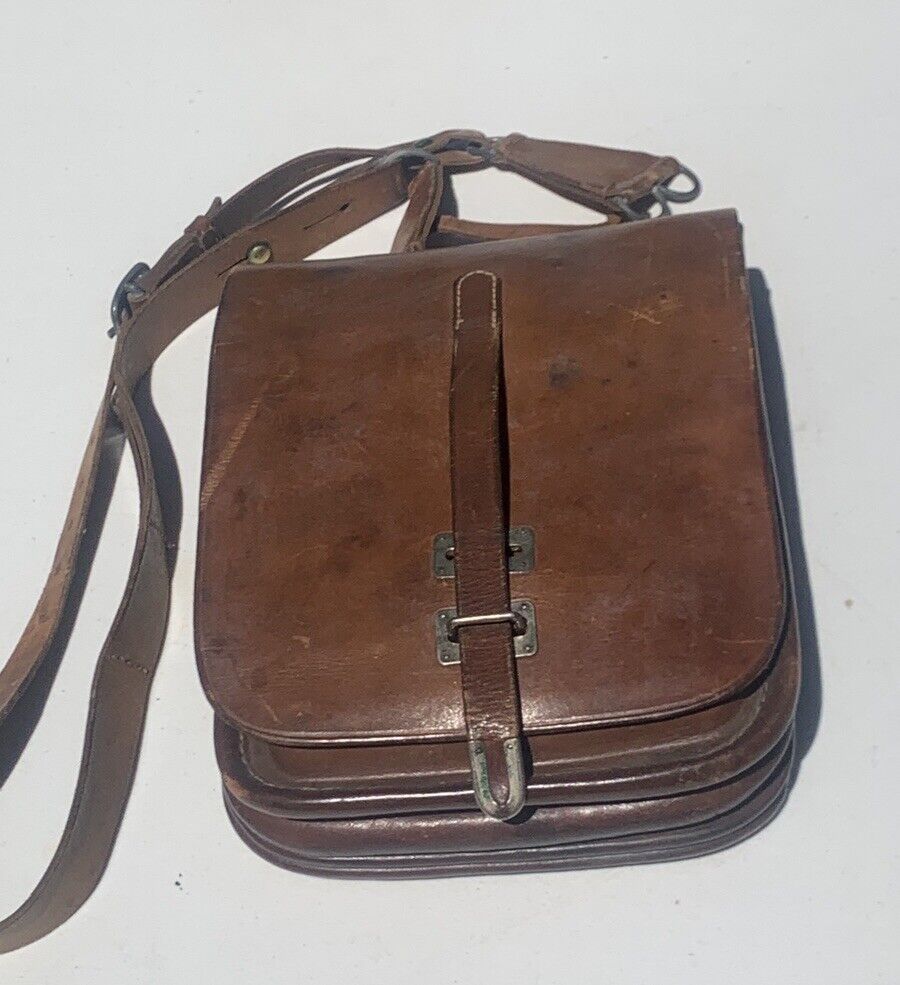 Rare WWII German Leather Map Case Bag, Maps, Docs, Postcards German SS 0fficer