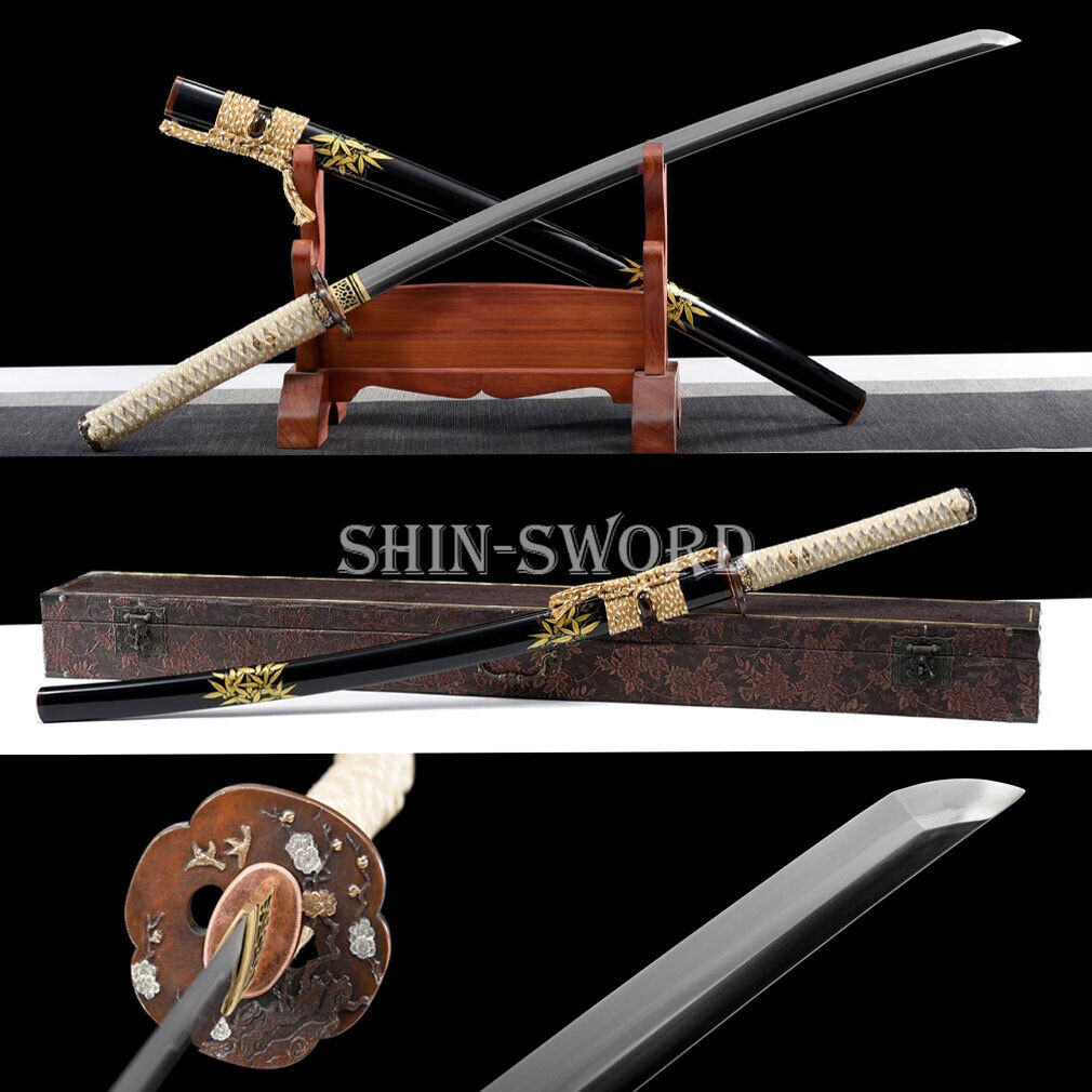 Kobuse Clay Tempered Folded 1095 Steel Japanese Katana Sword Real Suguha Hamon