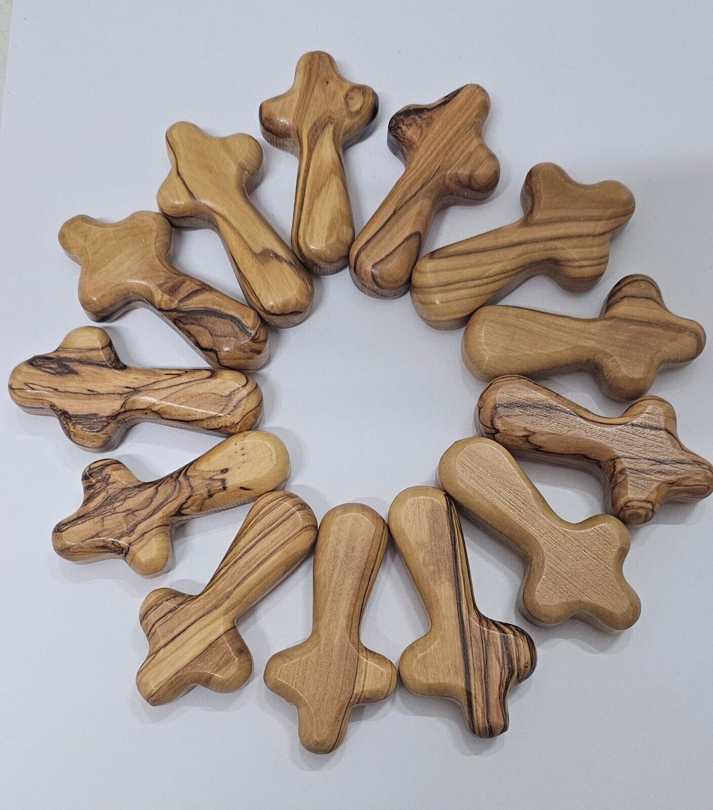 Hand Carved Beautiful Comfort Cross Made From Natural Olive Wood 2.5 Inch(10pcs)