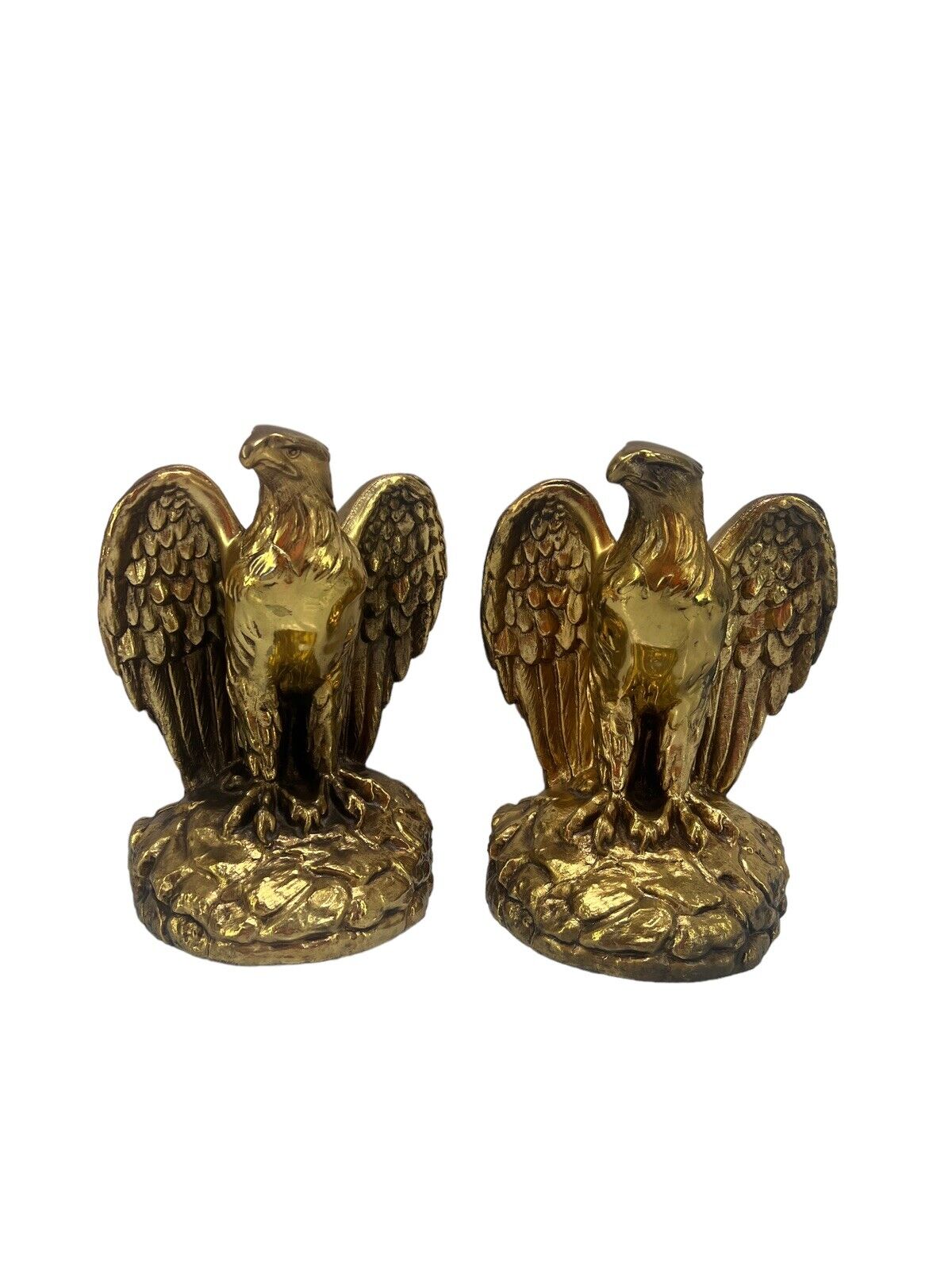 Brass Eagle Bookends Pair Vintage 8 Inch