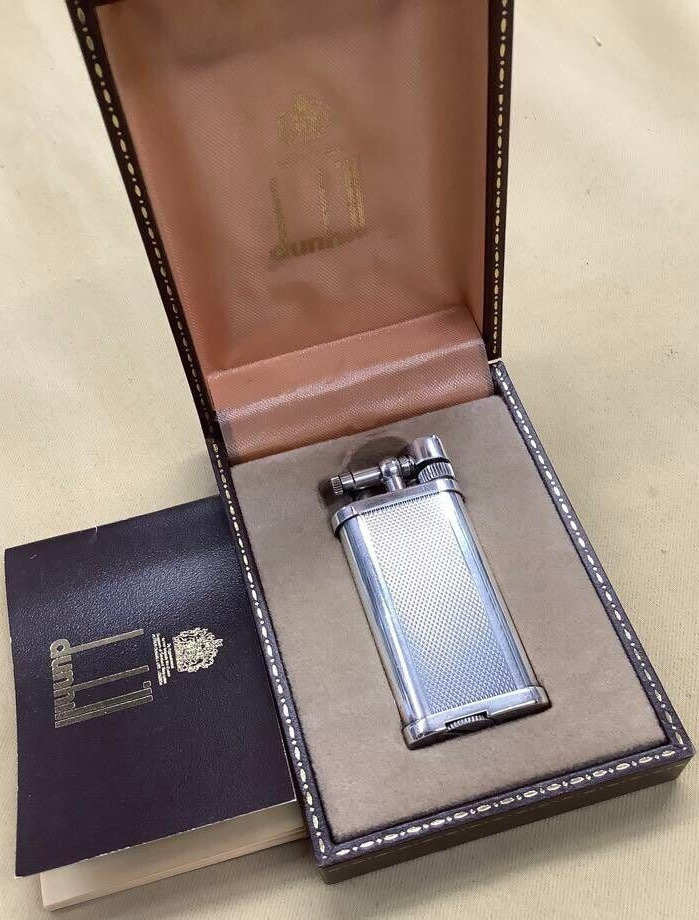 Working Dunhill Gas Lighter Silver unique with box