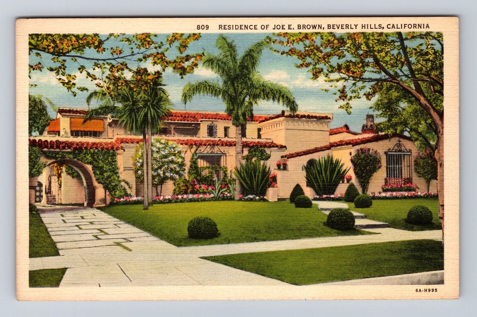 Beverly Hills CA-California, Residence Of Joe E Brown, Antique Vintage Postcard