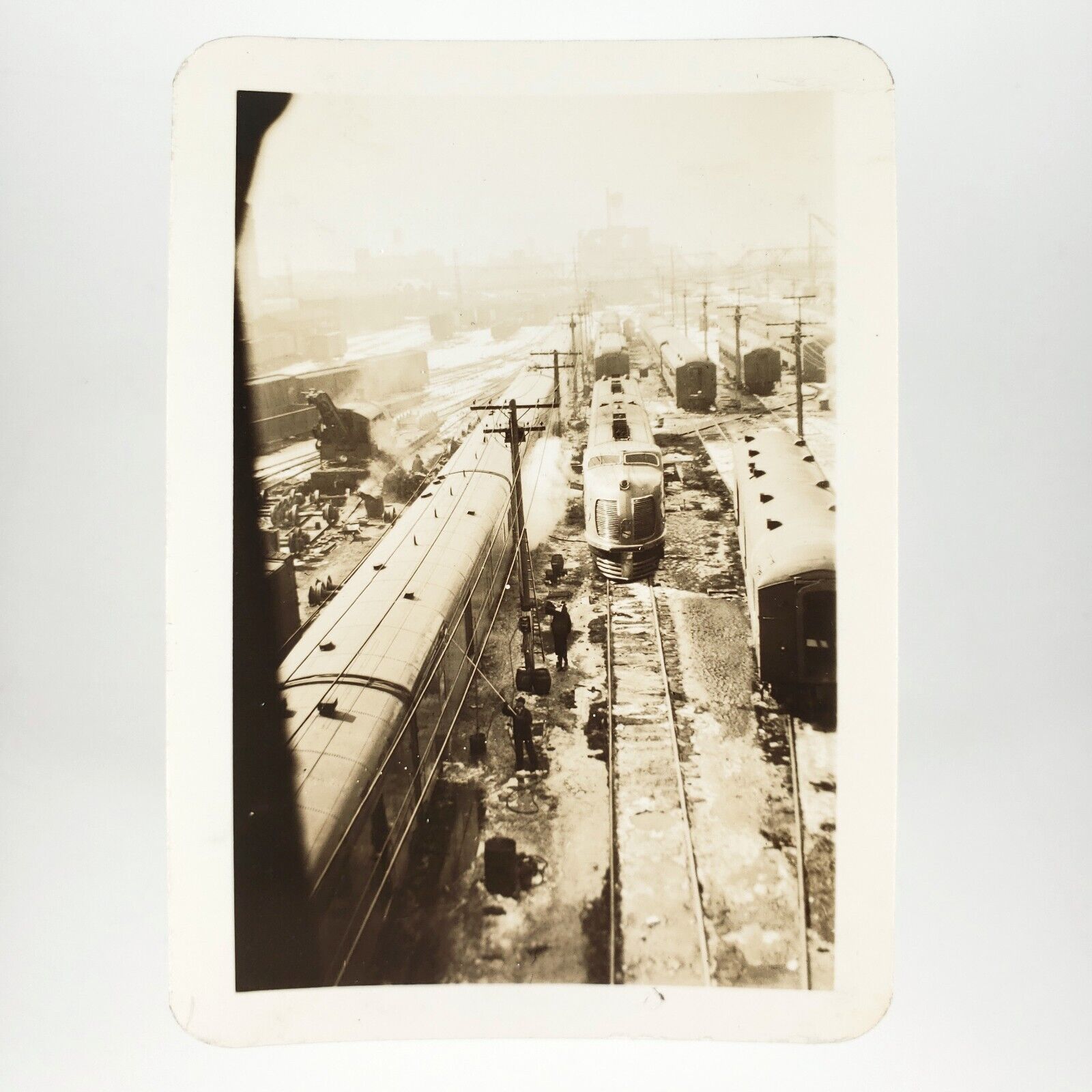 Central City Railroad Trains Photo 1930s Colorado Railway Yard Snapshot A4346