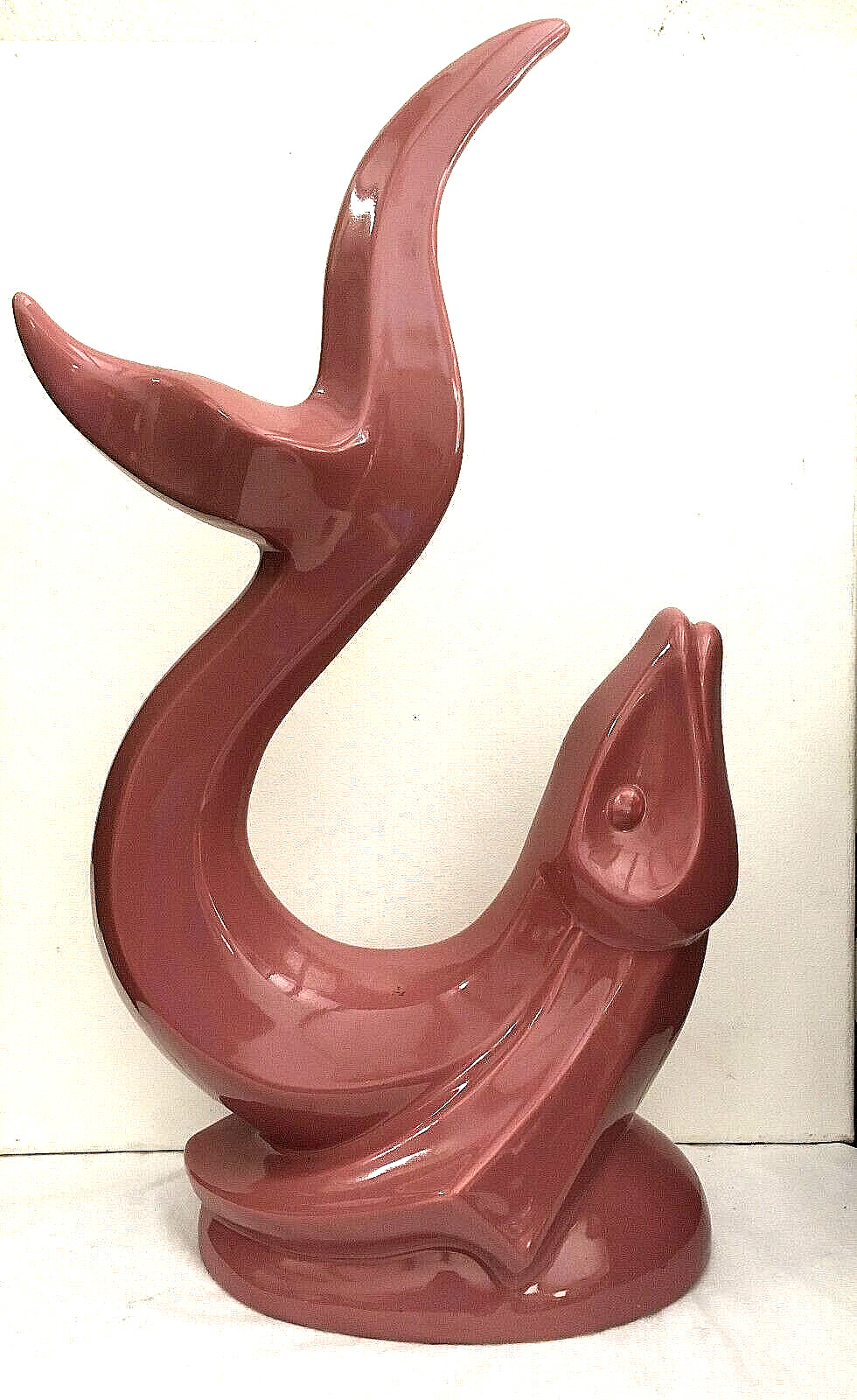 Vintage Ceramic Flying Fish Statue Sculpture Figure Mid Century MCM Haeger? Pink