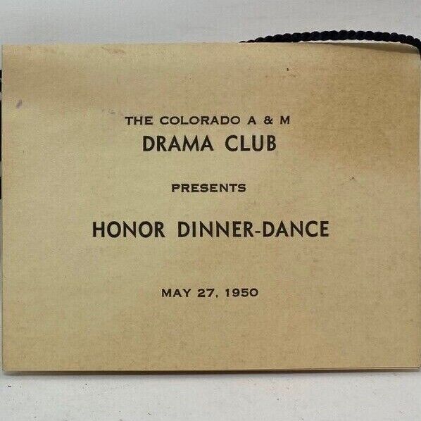 1950 Drama Club Dinner Dance Card Colorado State A&M University Fort Collins
