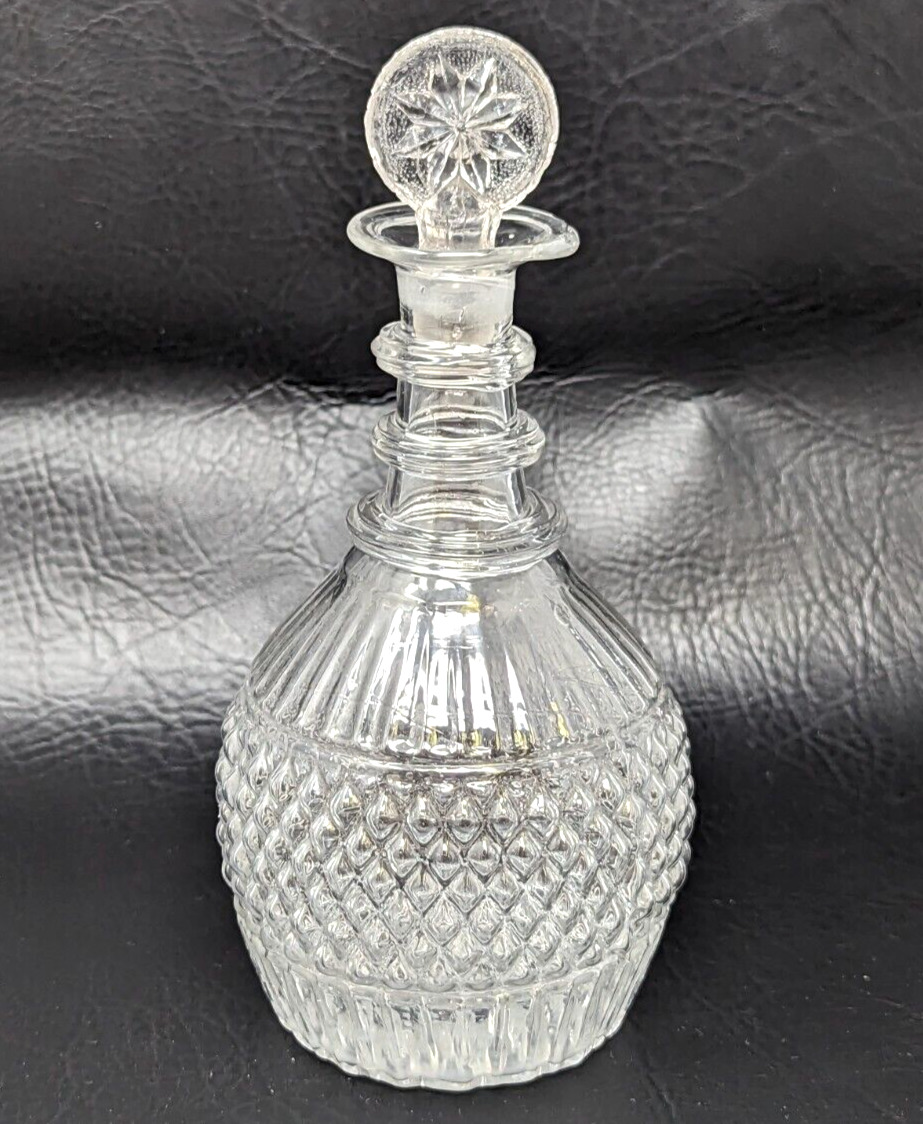 Antique Early Hand Blown Sandwich Glass 3 Mold Ring Pontil Decanter Bottle KB23