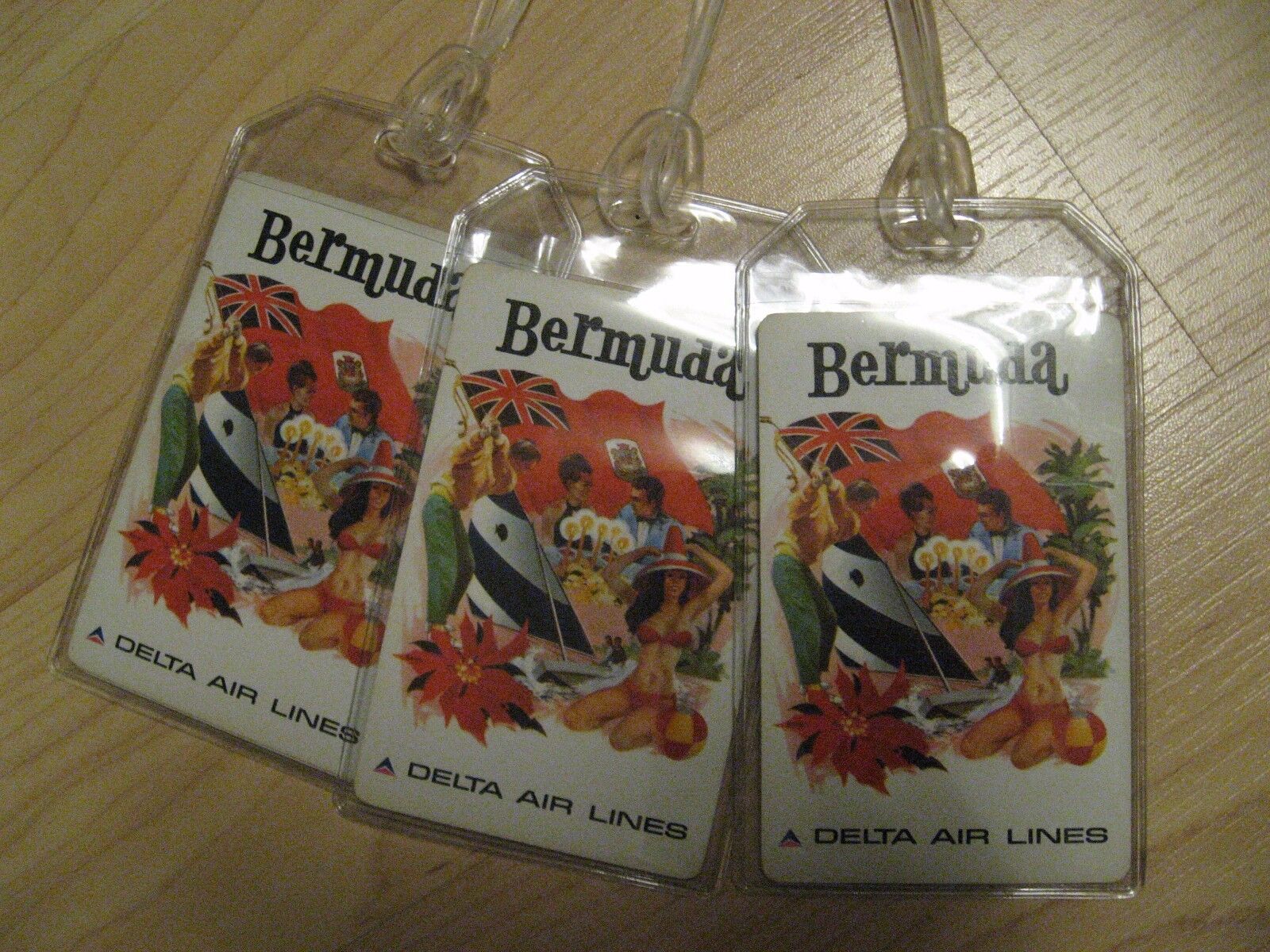 Delta Airlines Luggage Tags - Vintage Bermuda Re-Purposed Playing Cards Tag (3)