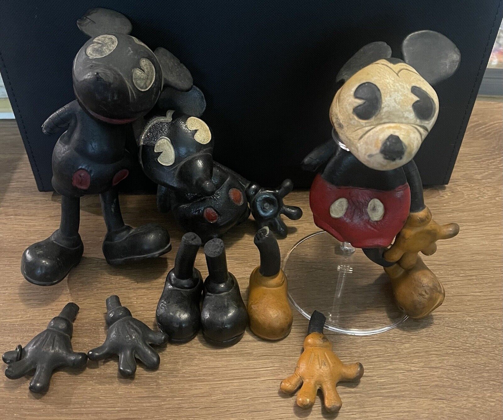 1930's Sieberling Rubber Mickey Mouse Pie-eyed Figures Disney Toy -need repairs