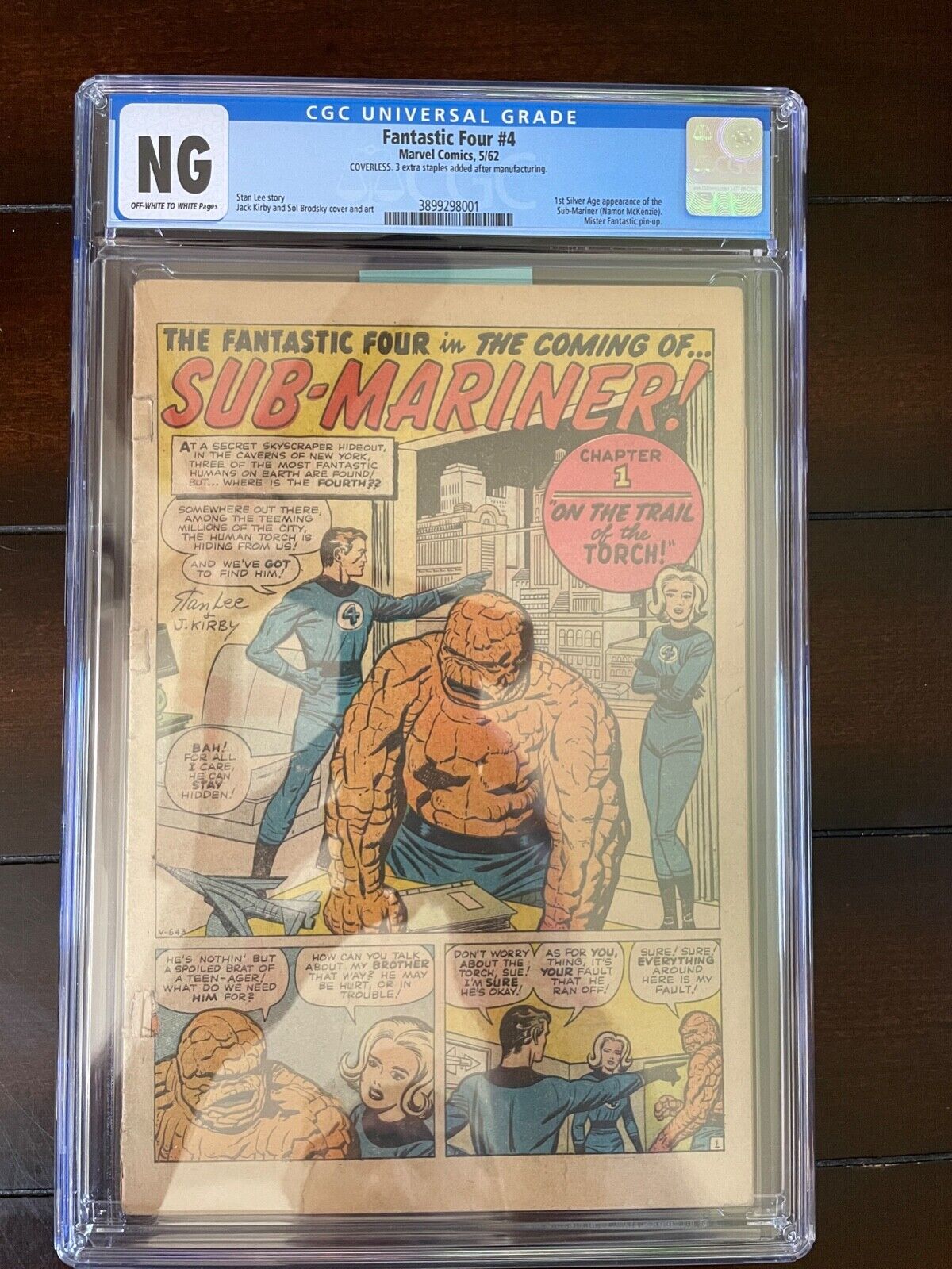 Fantastic Four vol.1 #4 1962 1st Sub-Mariner CGC NG Marvel Comic Book RC1-6