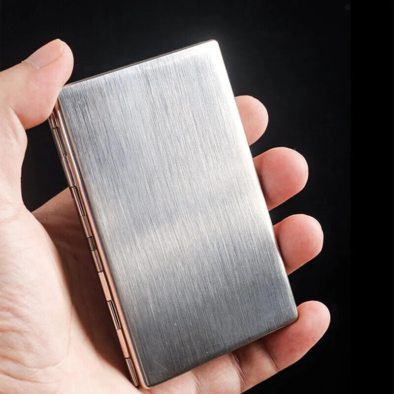 Classic Stainless Steel Vintage Silver Double Sided Cigarette Case Holder Men