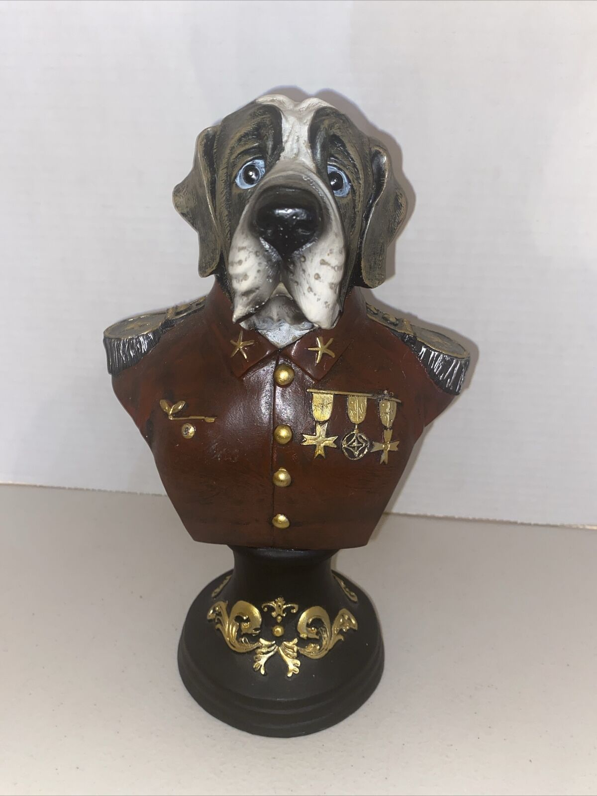 Military Dog French Bull Mastiff Bust Vintage Statue Steampunk Fantasy Animals