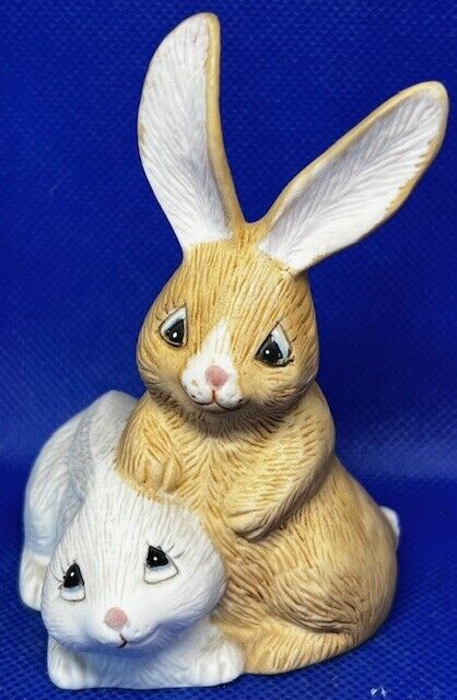 Vintage WNS Ceramic Easter Bunny Buddies Pair Taiwan Figurine