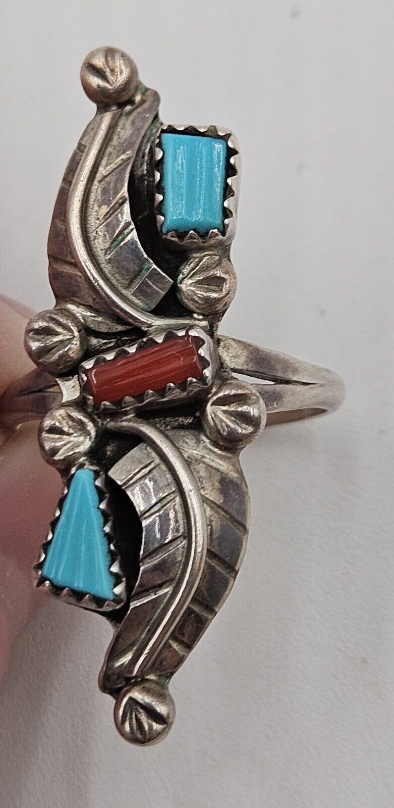Zuni Sterling Turquoise Ring Byartist  Anny Locaspino Native American Size 8.5 