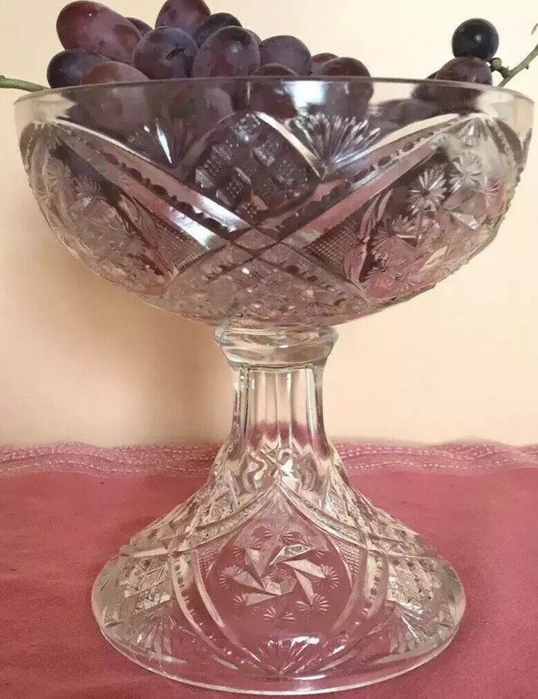 Antique Footed Compote Double Pinwheel Pt C1915-Indiana Glass-Stars & Pinwheels