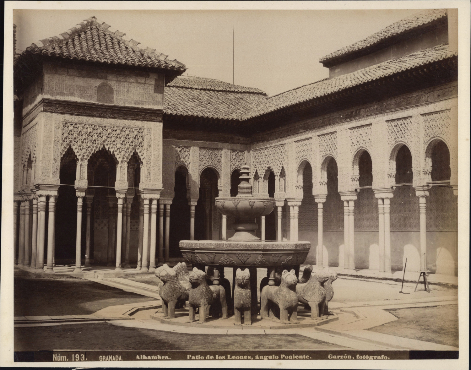 Spain, Granada, the Alhambra, Court of Lions, ca.1880, vintage album print