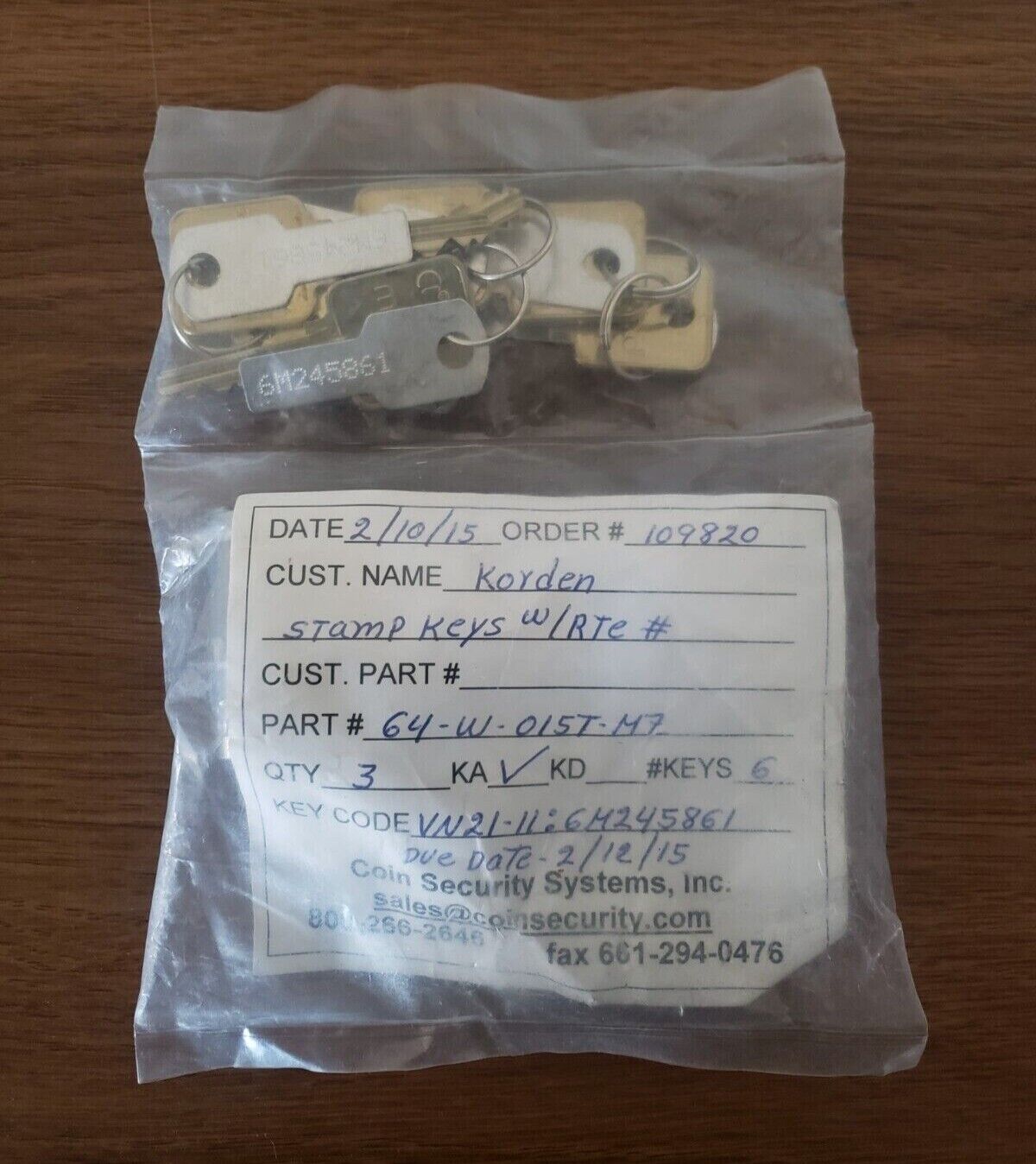 Medeco Cylinder Tube Locks 6 Stamp Keys w/ RTE# Cabinets SEALED