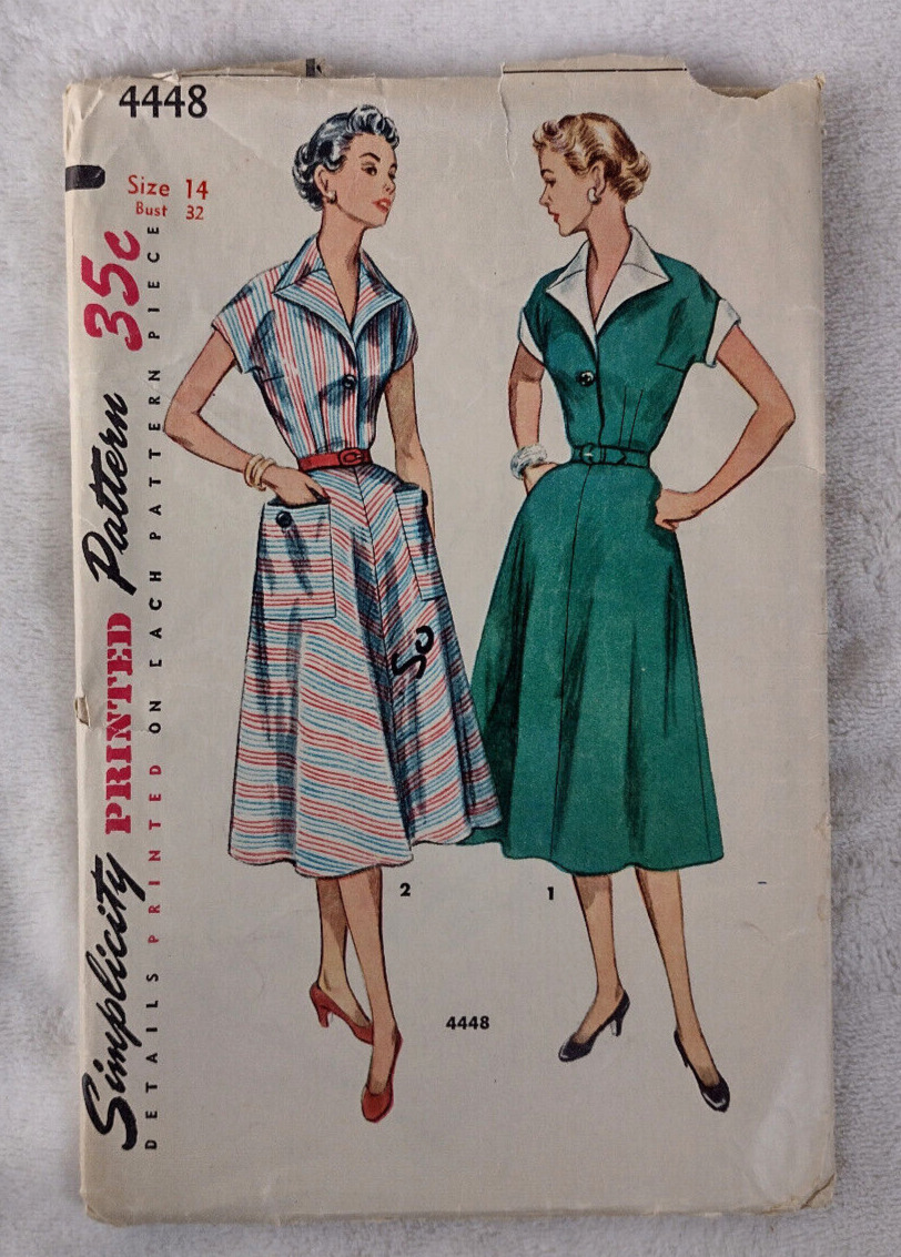 Vintage 50s Simplicity Pattern 4448 Dress 14 1950s