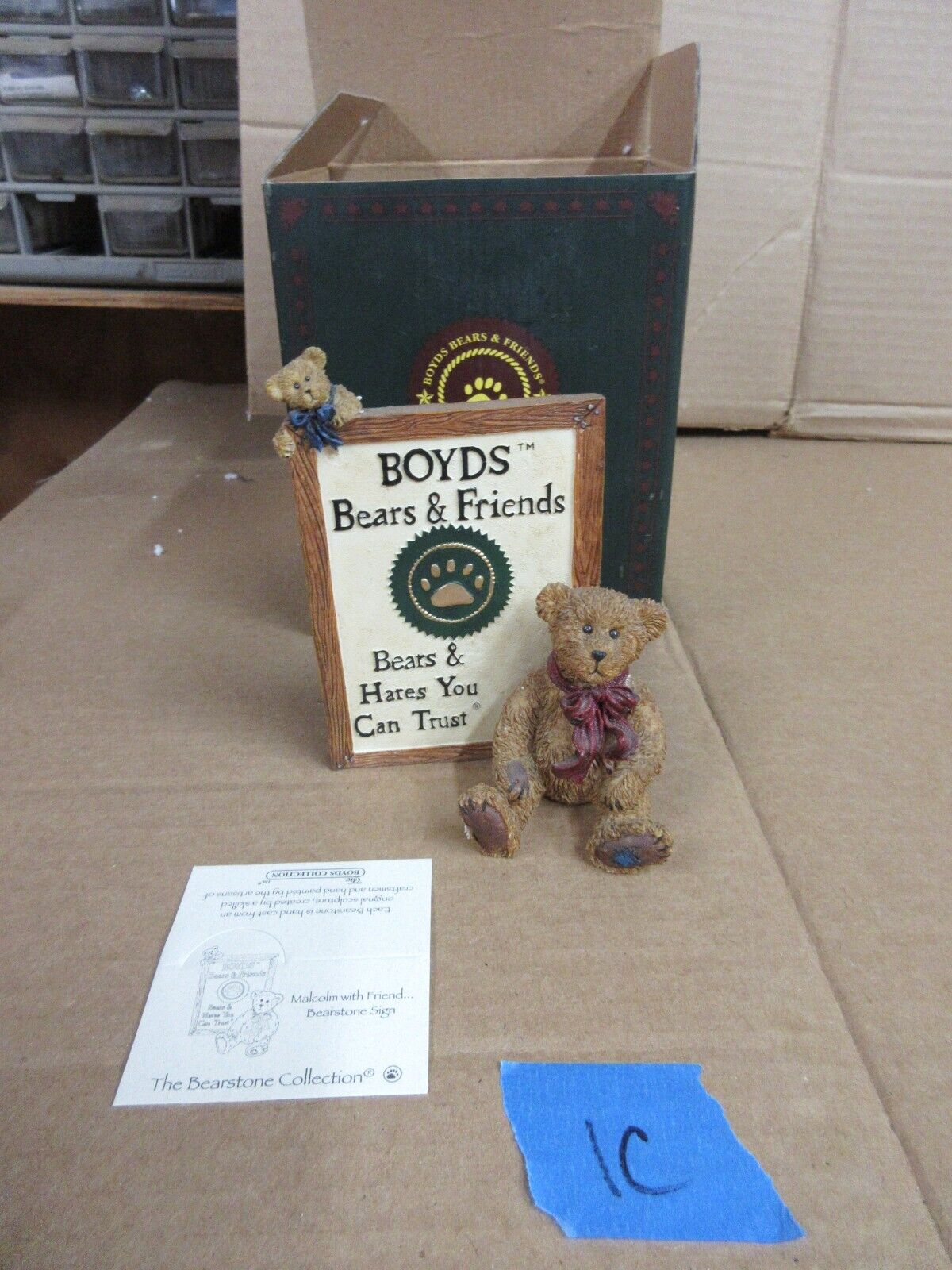 Boyds Bearstone Collection 2298 Malcolm with Friend Boyds Bears Resin Figurine