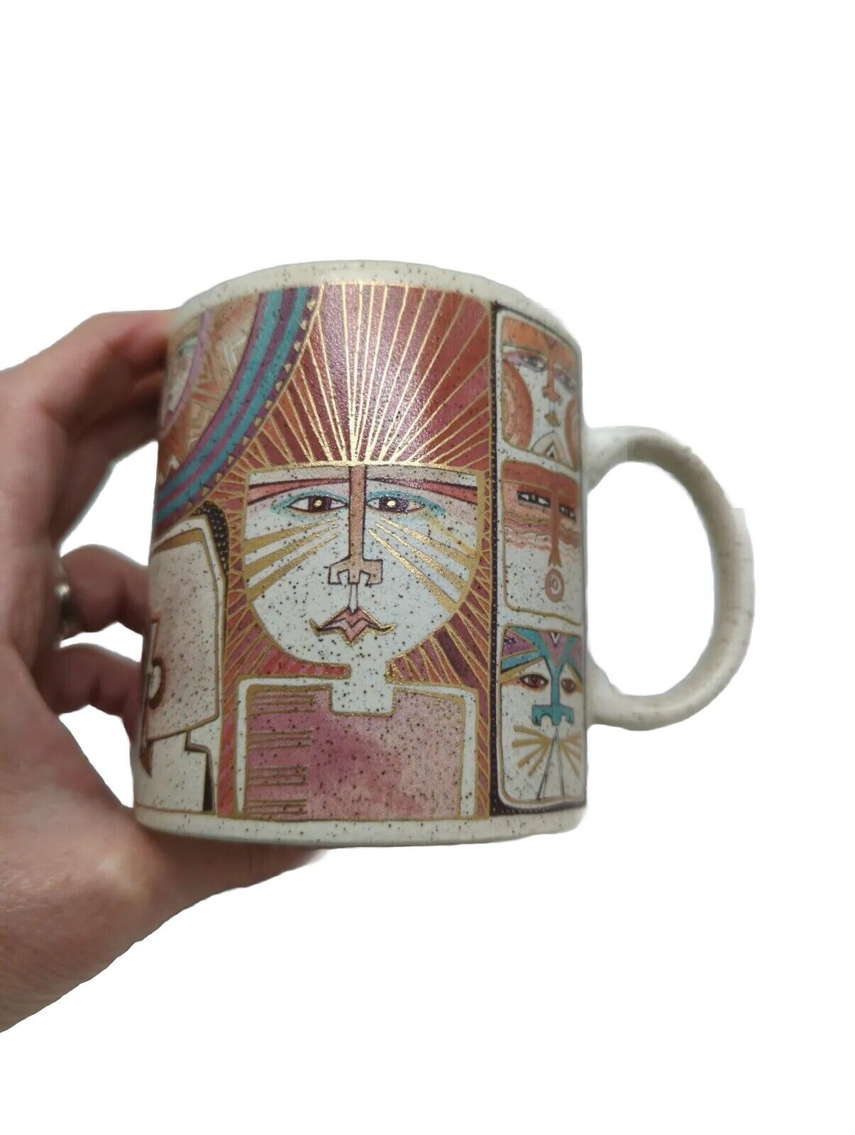 Laurel Burch Primordial Dream Coffee Mug Cup Tribal Egyptian Design 1990 Japan 