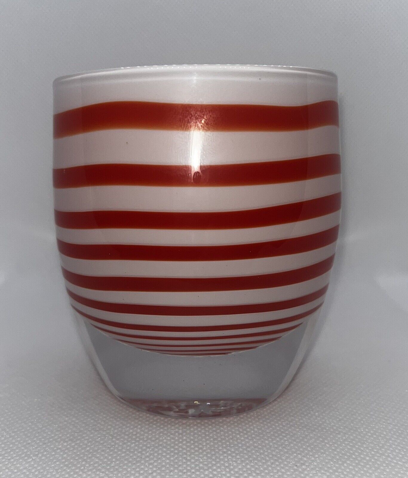 Glassybaby Red And White Candy Cane Stripe Votive. **SOLD OUT **