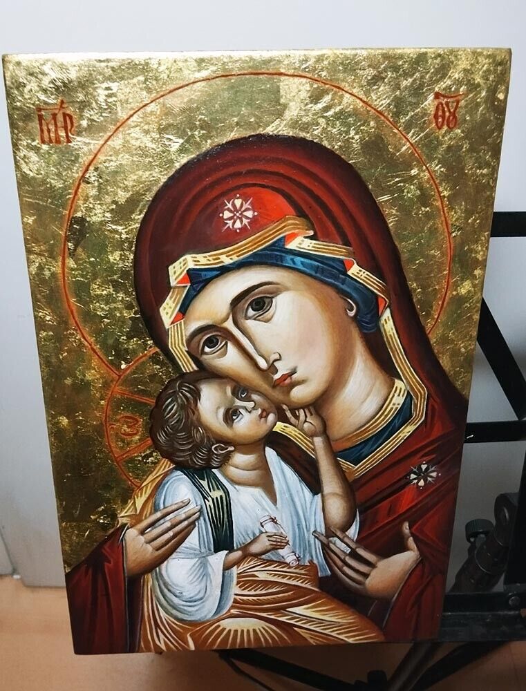 Panagia Virgin Mary / Παναγία Greek Orthodox Christian hand painted icon 12x8 in