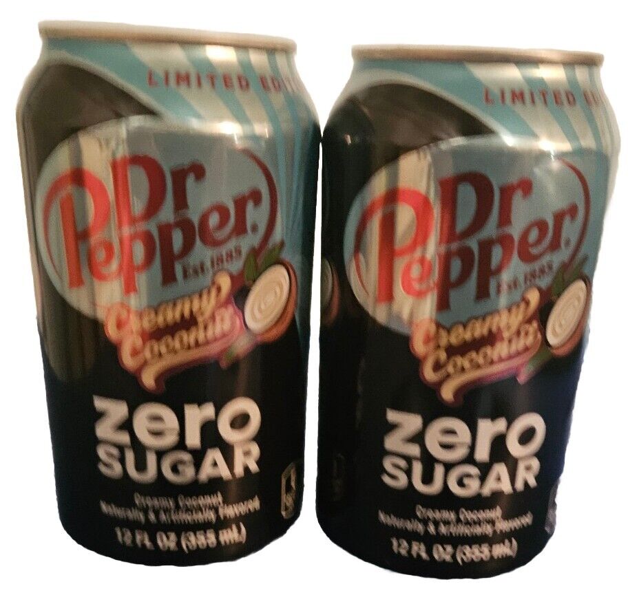 2x Dr. Pepper Zero Sugar Creamy Coconut 12oz Cans 2024 - Limited Edition 