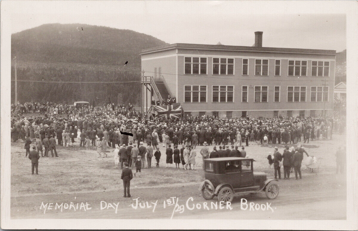 Corner Brook NL  Memorial Day July 1 1929 Dominion Day Unused RPPC Postcard F89