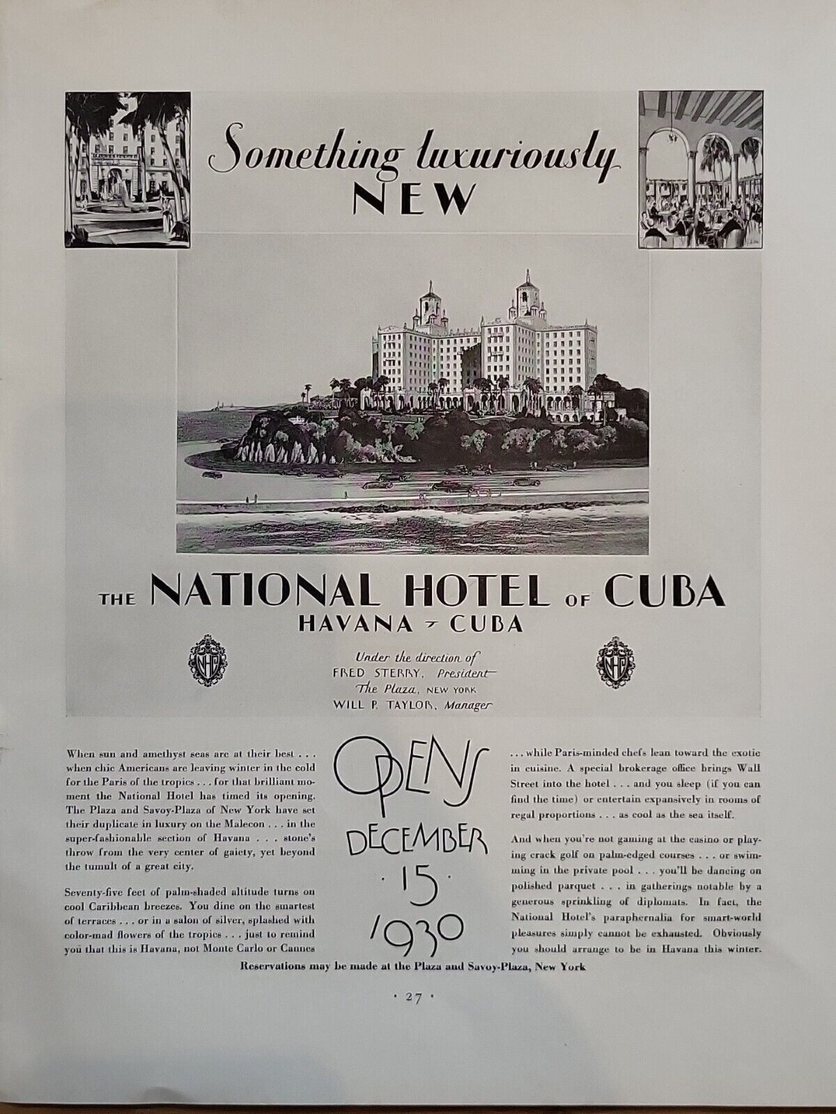 1930 National Hotel of Cuba Havana Fortune Magazine Print Advertising Tearsheet