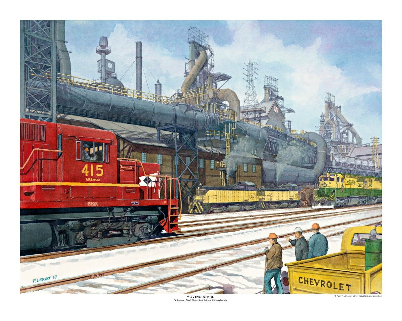 Steel in Motion Train Print Lehigh Valley Bethlehem Steel & Reading Co  