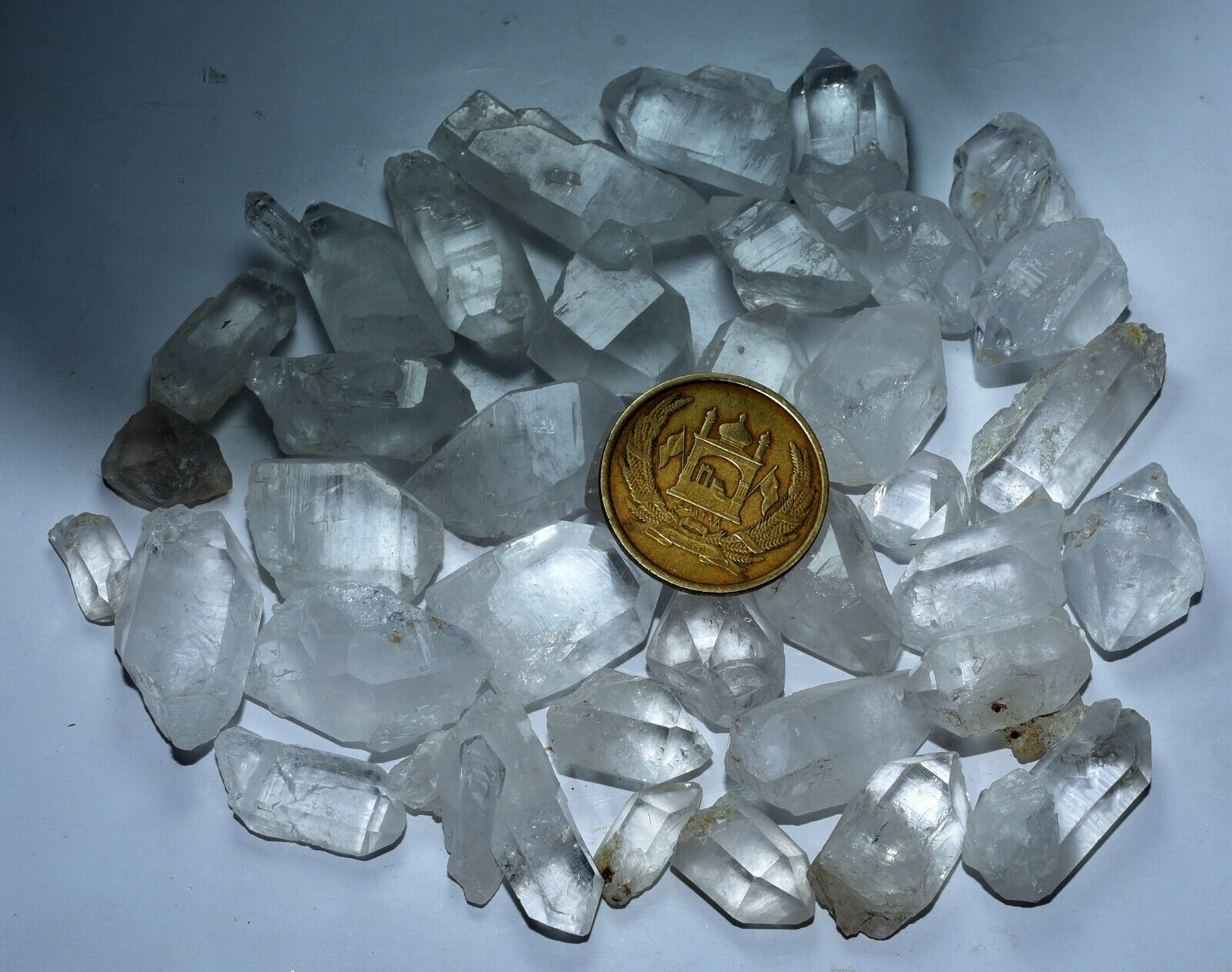 140GM Full Terminated Transparent Faceted Clear QUARTZ Crystals Lot Frm Pakistan