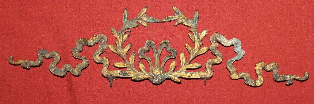 Antique Art Deco Brass Floral Ornament Fragment