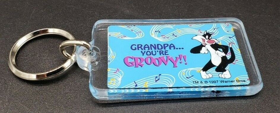 Looney Tunes Keychain: Sylvester Cat Grandpa You're Groovy NEW