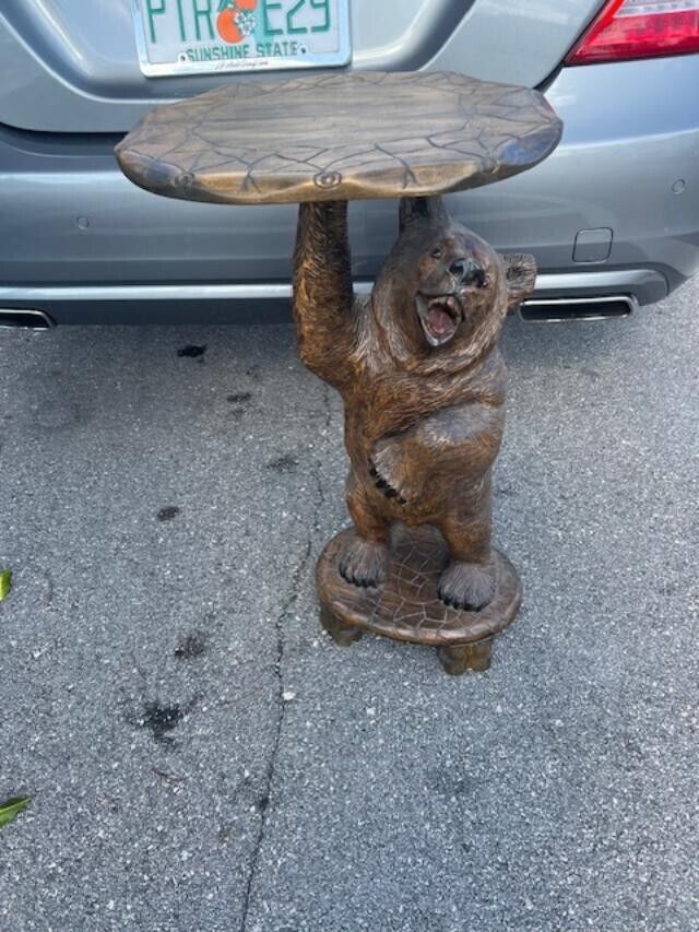 Antique carved Black Forest Bear Table 1920