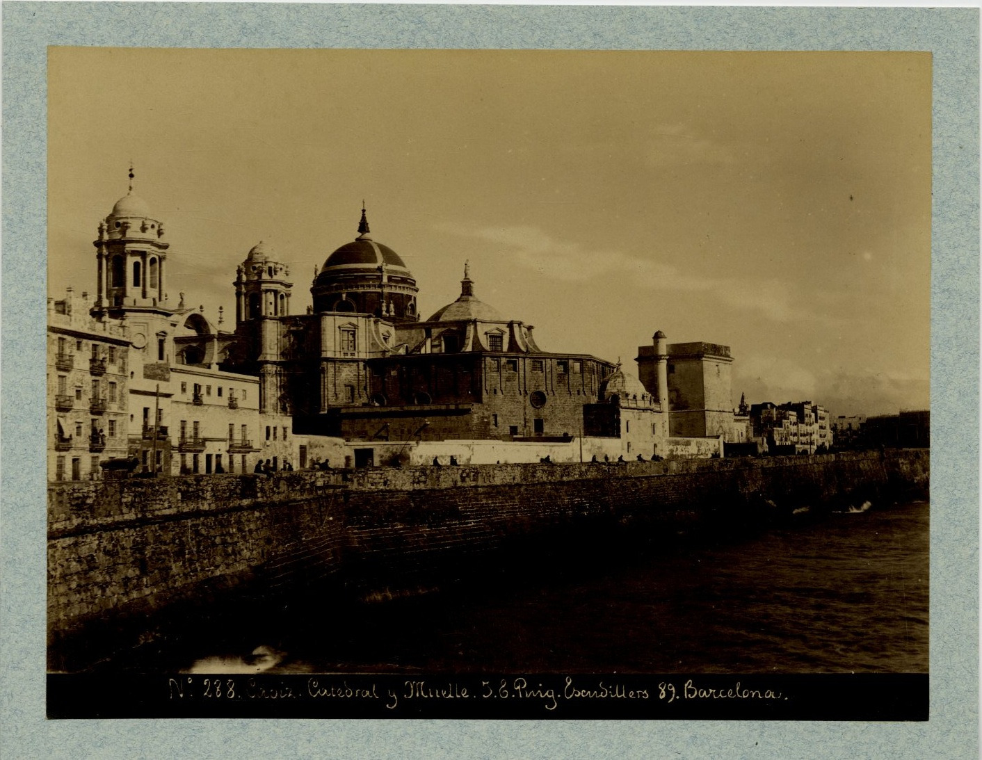 Spain, Cadiz, Catedral Pier Vintage Albumen Print. Spain albumin print 