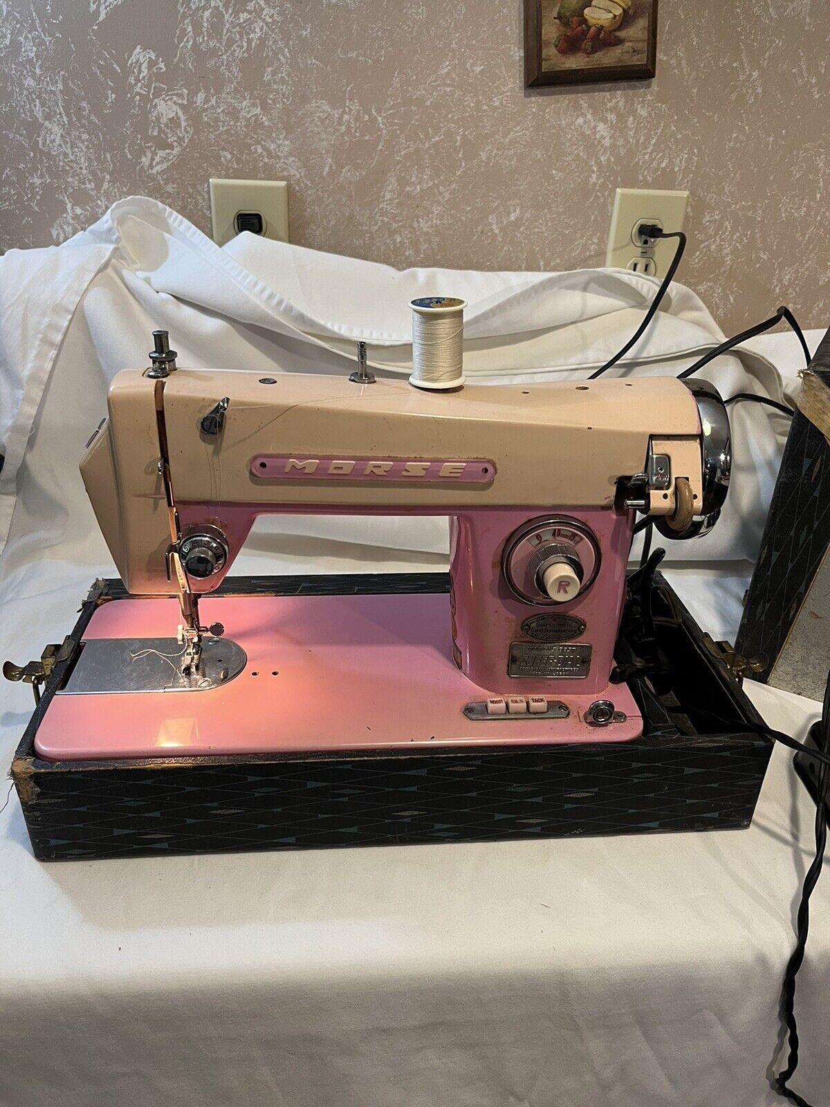 Vintage Pink Morse Super Dial Sewing Machine Working