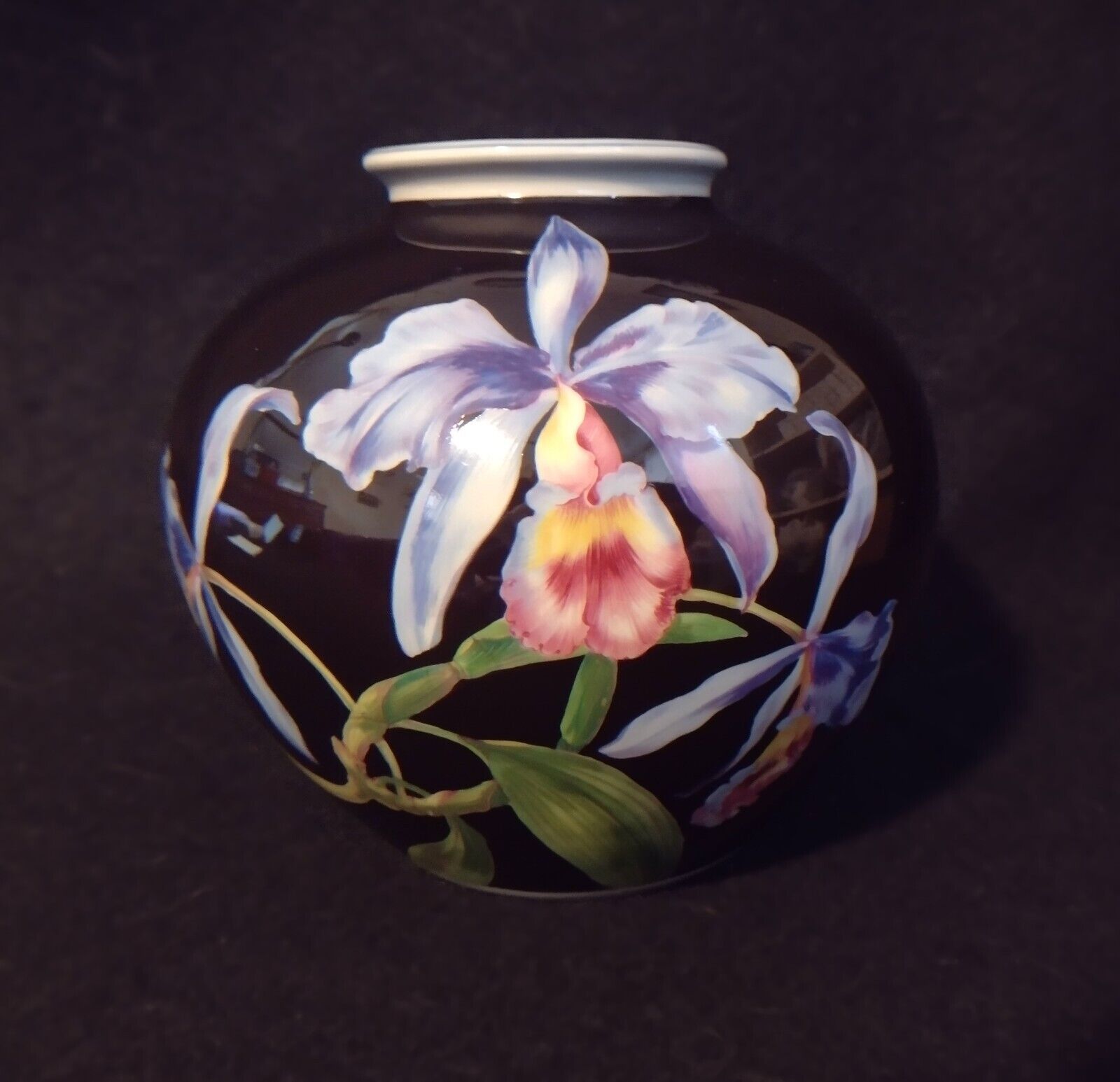 Vintage Porcelain Cattleya Orchid Rosenthal Vase - MADE IN US ZONE GERMANY