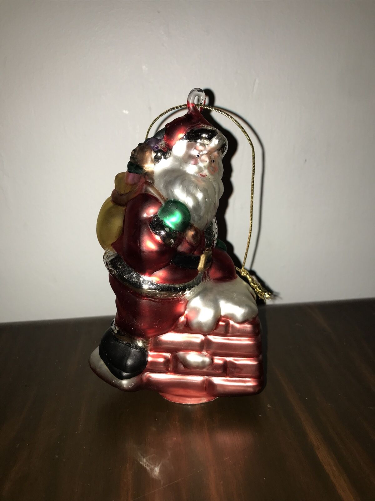 Blown Glass Ornament Christmas Santa Claus Chimney Toys Tree Holiday Metallic 6\