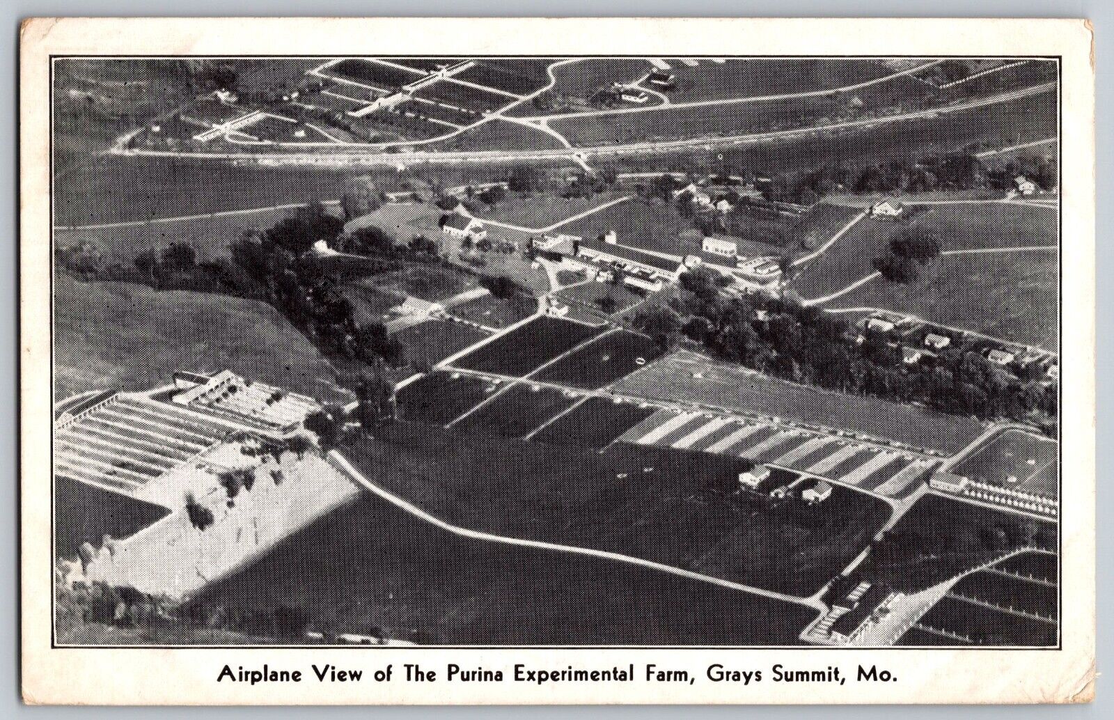 Postcard Airplane View Of The Purina Experimental Farm Grays Summit Missouri C7