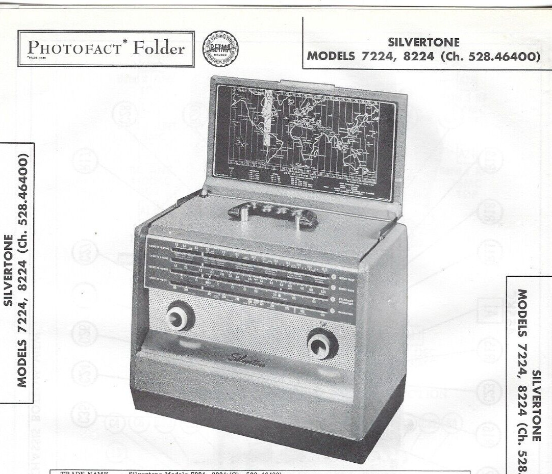 1957 SILVERTONE 7224 8224 AM RADIO Photofact MANUAL Portable Receiver 4-Band