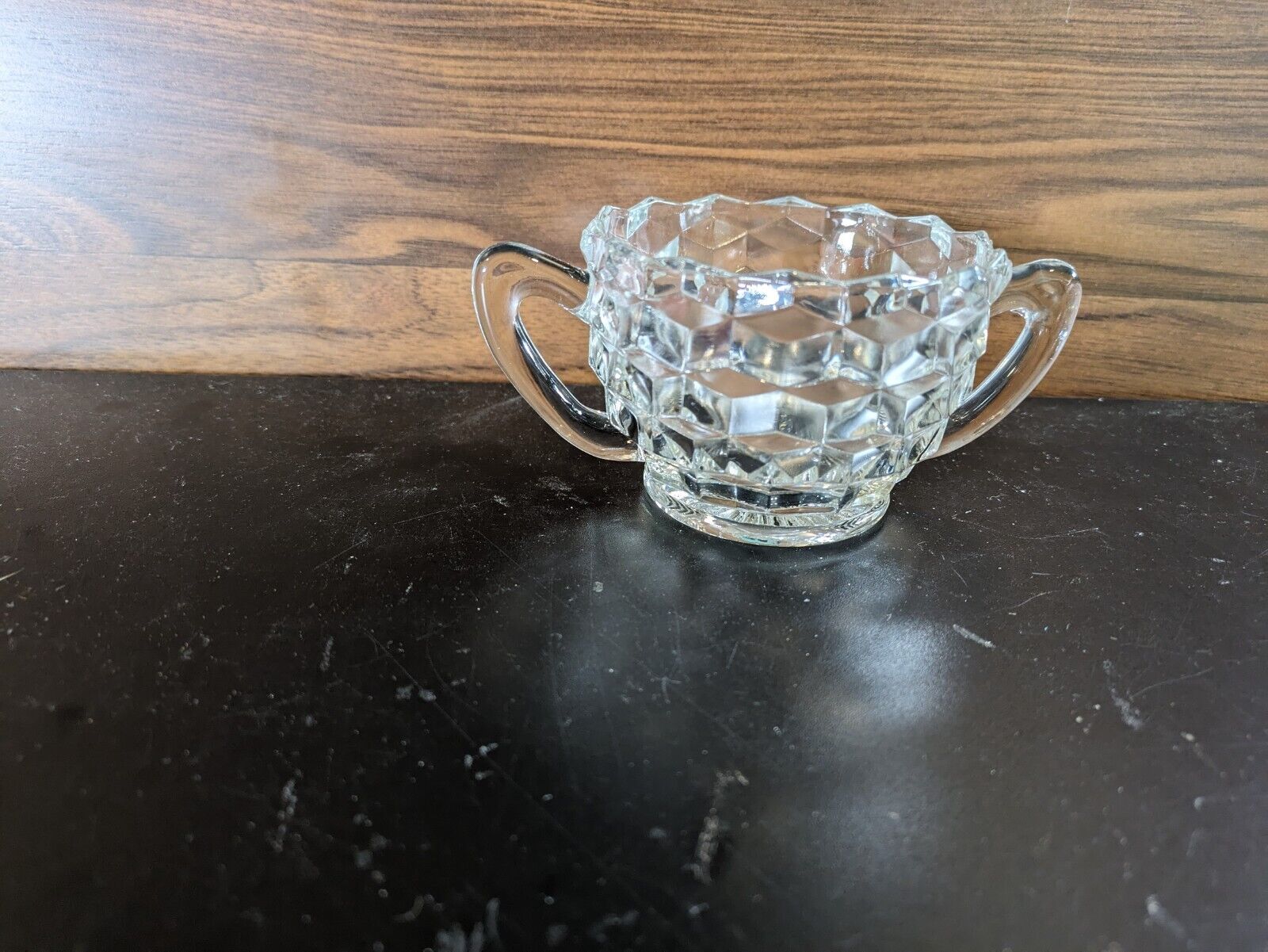 Vintage American Clear Sugar Bowl Open by Colony Fostoria Cubist