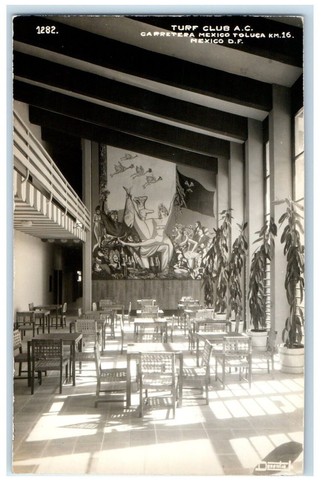 c1940s Lobby Turf Club A.C. Carretera Mexico City Mexico RPPC Photo Postcard