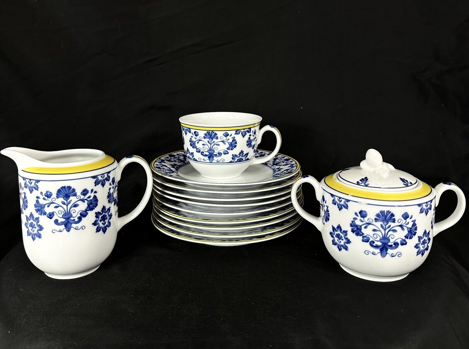 Portuguese Castelo Branco Porcelain  Tea Set By Vista Alegre - 12 Piece