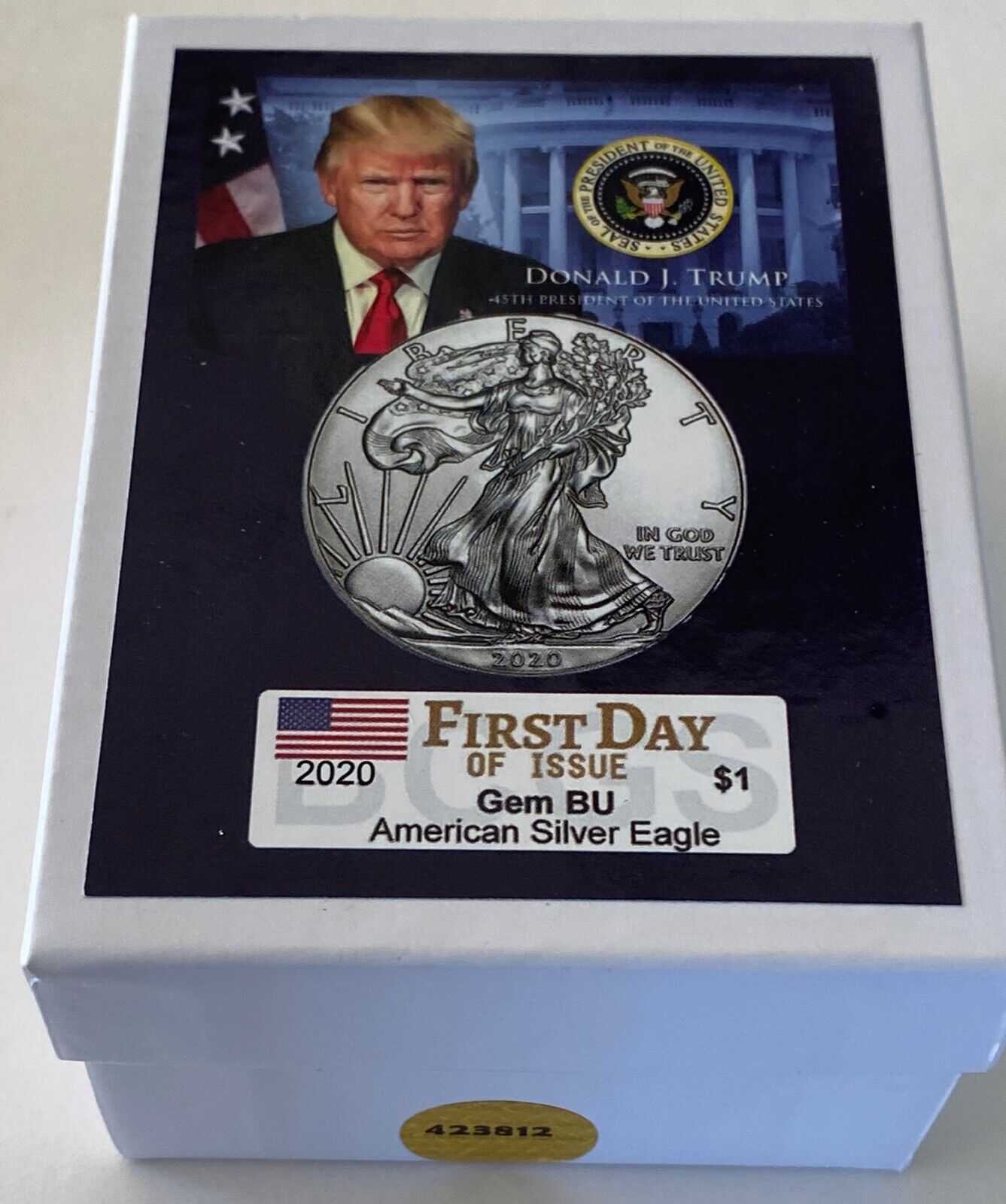  President Donald Trump...2020 American Silver Eagle .999 Silver Coin in a Case