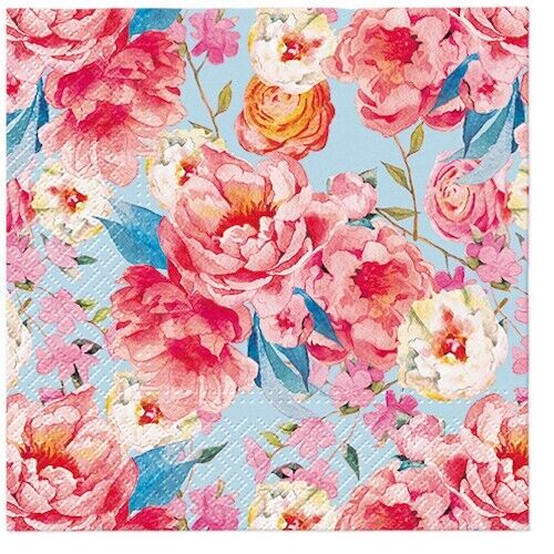 Two Individual Luncheon Decoupage Paper Napkins Peony Floral Flowers Spring