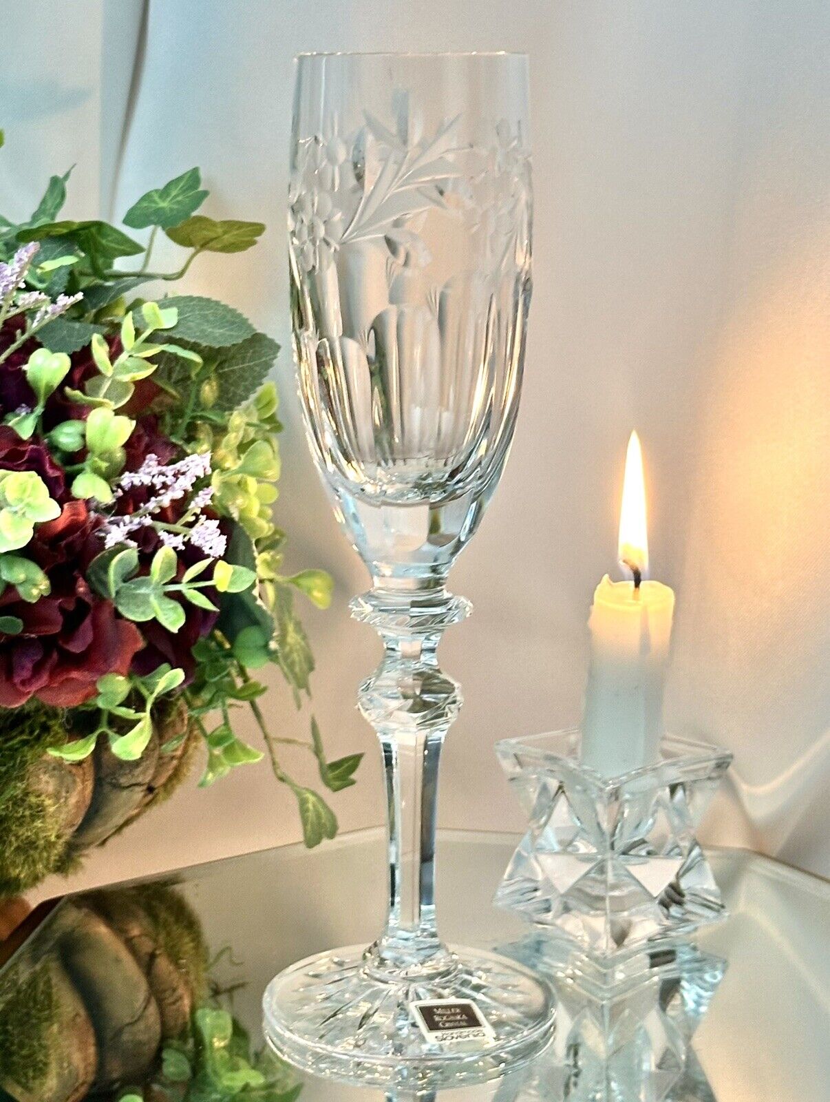 Rogaska Country Garden Champagne Flute Blown Glass Rogaska Barware Cut Glass