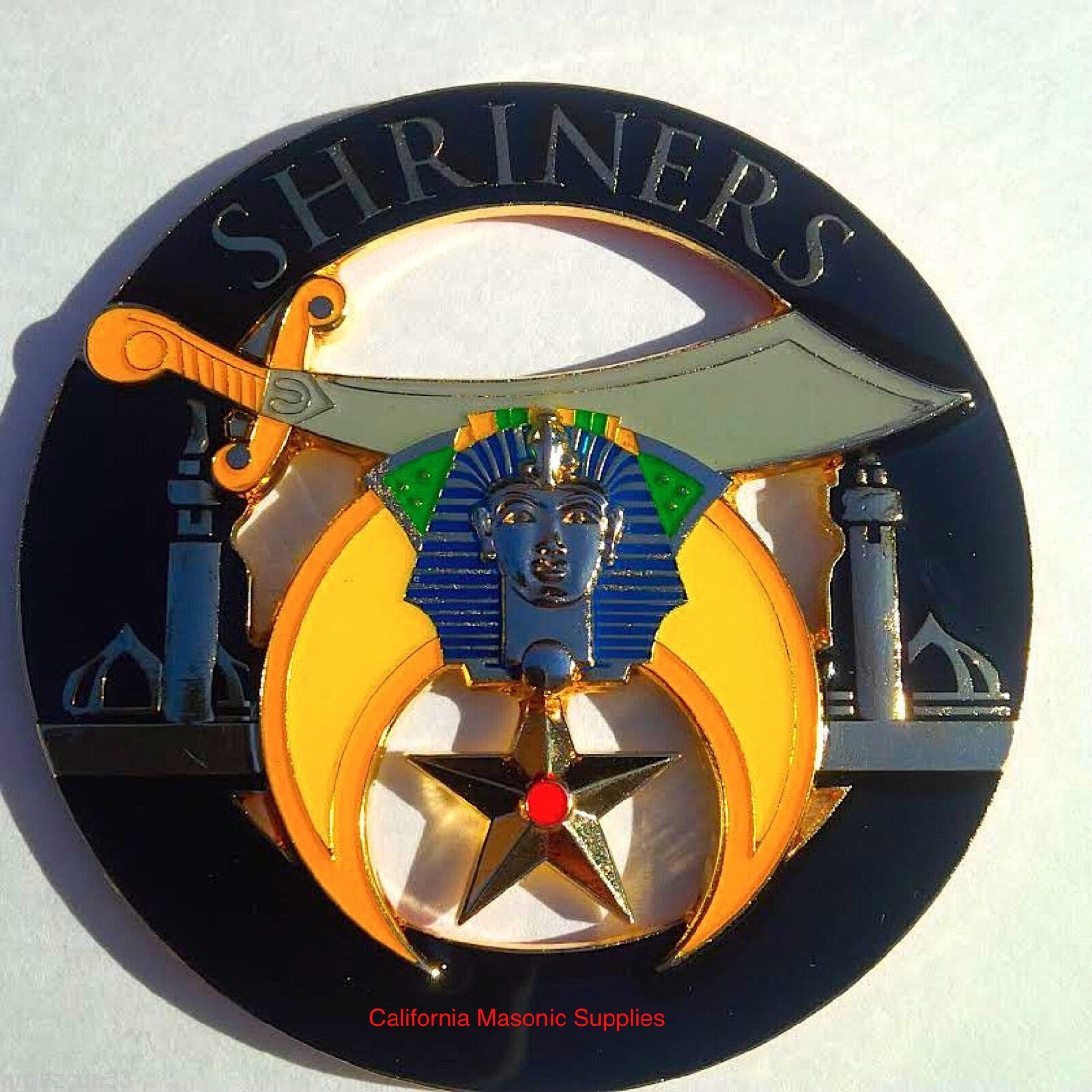 Universal Shriners Masons Freemasonry Black & Golden And Nice Colors Auto Emblem