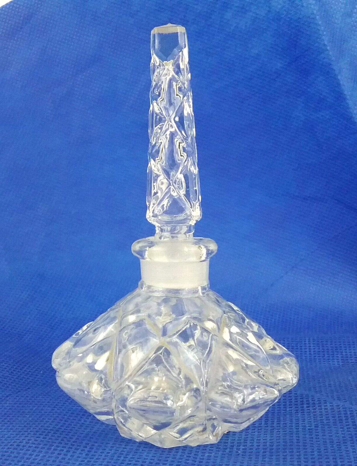 Perfume Bottle With Dauber Clear Etched Elegant Glass 4.5\