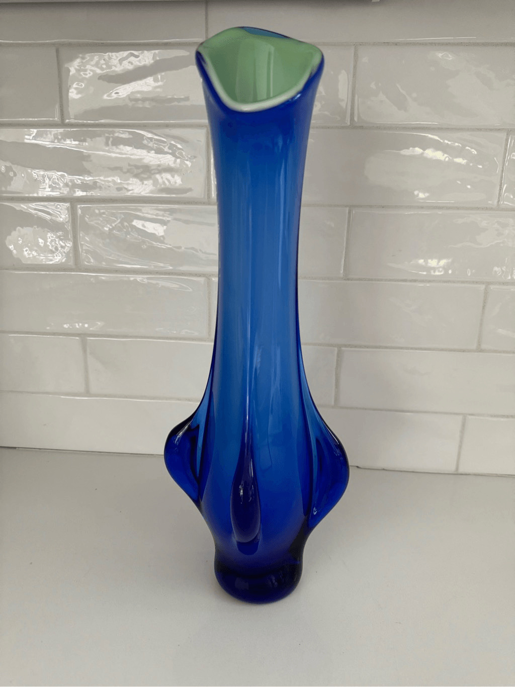 Vintage 1960’s Italian Archimede Seguso Vase Cobalt Blue 16.5” Tall