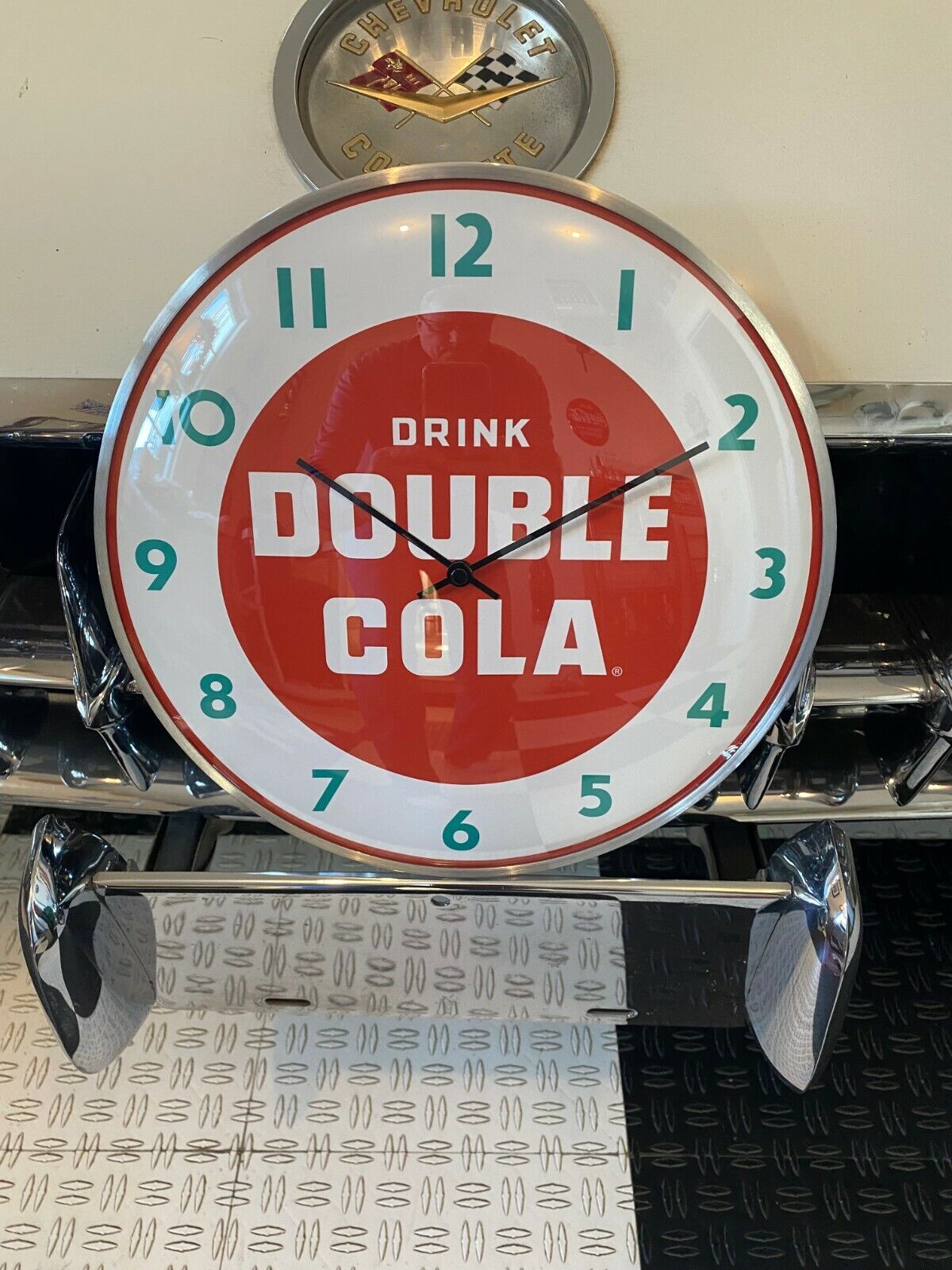 Vintage style DOUBLE COLA Round CLOCK 12 INCH NEW with GLASS FACE